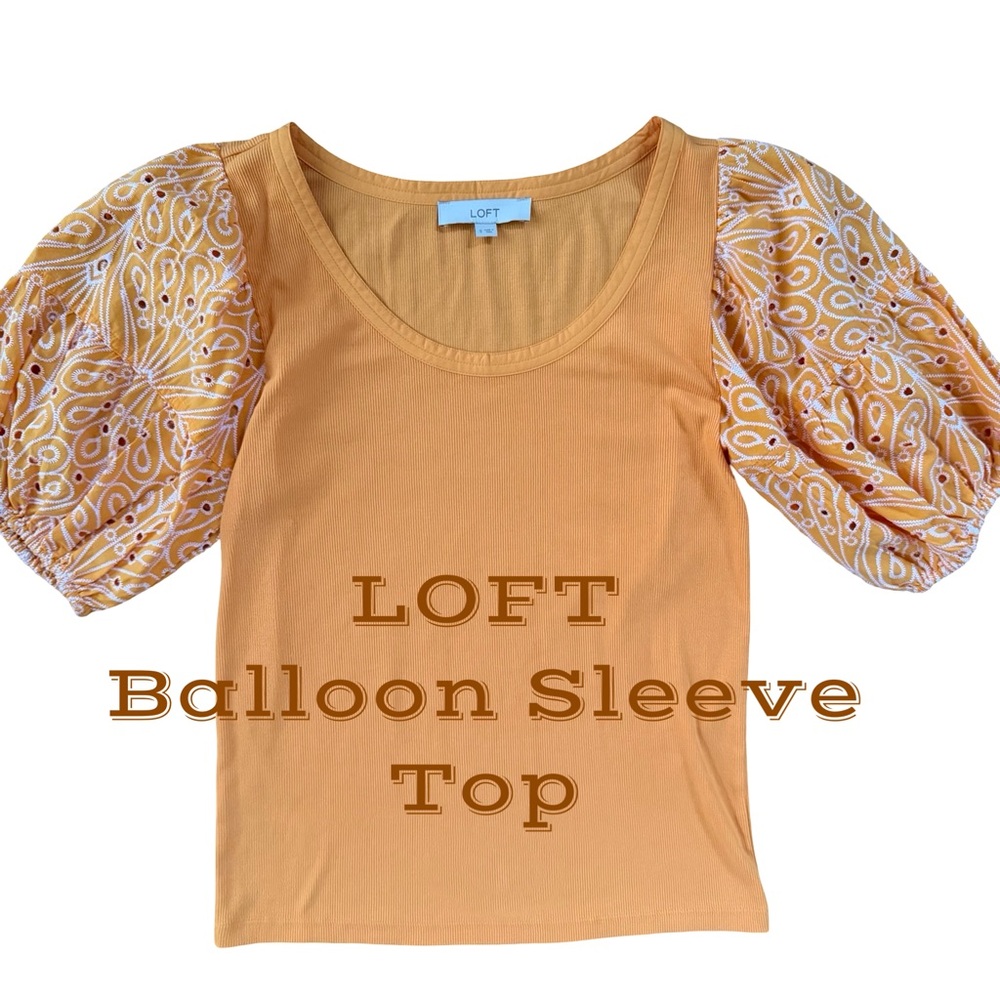 LOFT Eyelet Puff Sleeve Top